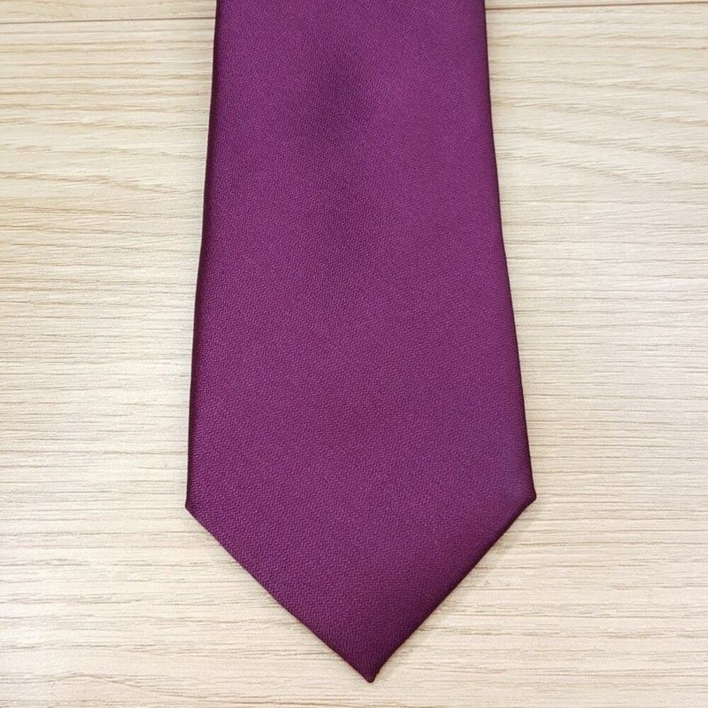 ALFANI Mens Neck Tie Solid Satin Burgundy Modern Slim Classic Necktie